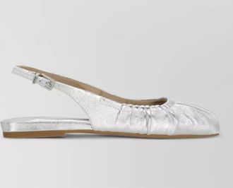 Ash leather slingback ballerina shoes metallic finish