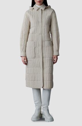 Mackage Tadoka Down & Feather Long Hooded Coat in Trench at Nordstrom, Size X-Small