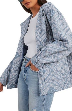 VICI Collection Catie Paisley Quilted Hooded Jacket in Blue at Nordstrom, Size X-Large