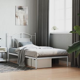 vidaXL Estructura Cama Sin Colch&oacute;n Con Cabecero Metal Blanco 100x190cm Vidaxl