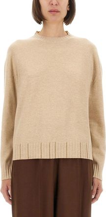 Fabiana Filippi Womens Platinum Crew-neck Jumper - Tan Wool - Size EU 38 (Womens)
