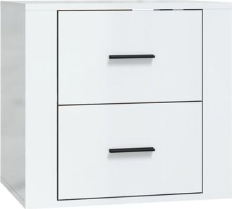 vidaXL Mesita De Noche De Pared Blanco Brillante 50x36x47 Cm Vidaxl