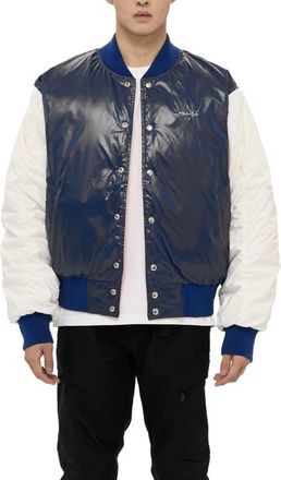 AlphaStyle Hamden Mens Reversible Down Varsity Jacket in Blue at Nordstrom, Size 3X-Large