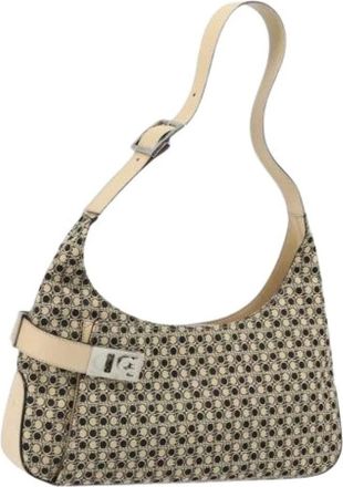 Ferragamo Pre-owned Shoulder Bags, female, Beige, Size: ONE SIZE Pre-owned Canvas Shoulder Bag