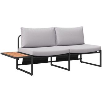 vidaXL Sof&aacute; De Jard&iacute;n Con Coj&iacute;n Marr&oacute;n 200.5 X 70 X 85.5cm Metal Vidaxl