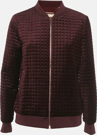 Ted Baker Burgundy Velvet Quilted Prindil Bomber Jacket