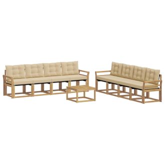 vidaXL Conjunto De Sof&aacute;s De Exterior Con Coj&iacute;n 9 Pcs Y Beige Vidaxl