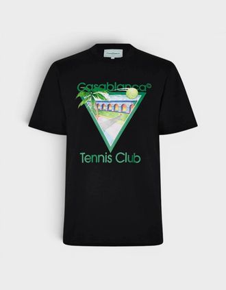 Casablanca Mens Tennis Club Icon Printed T-Shirt Black - Size: 44