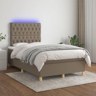 vidaXL Vidaxl - Cama Box Spring Con Colch&oacute;n Y Led Tela Gris Taupe 120x200 Cm