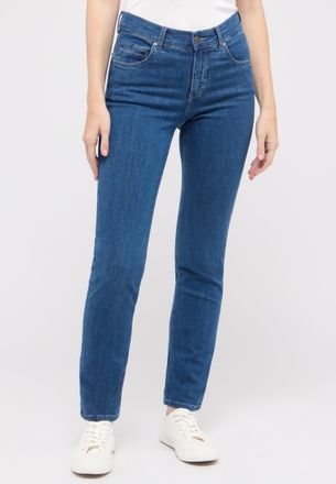 Angels Straight-Jeans ANGELS CICI, Damen, Gr. 34, L&auml;nge 32, blau (mid blau), Denim/Jeans, Obermaterial: 92% Baumwolle, 6% Polyester, 2% Elasthan, straight fi