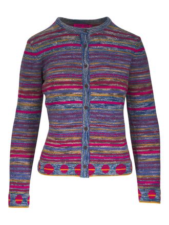 The Elder Statesman Explorer striped button cardigan - Blu