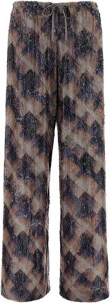 Dries Van Noten Puvis Bis Lange Broek - Dames - Wijde Broeken - Veelkleurig - S - Pailletten - Broeken