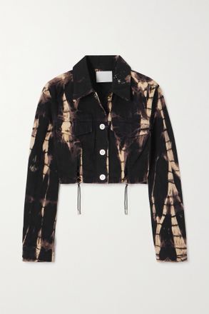 Dion Lee Giacca Cropped In Denim Stampato Con Frange - Nero