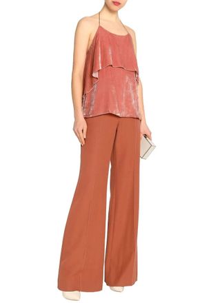 Alice & Olivia Antique Rose Velvet Ruffle Top In Pink