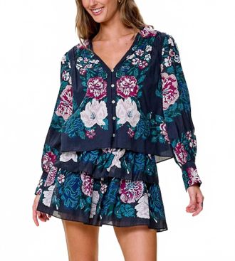 Cleobella Cosima Bishop Sleeves Top In Ebony Print