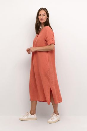 Cream Jurk Straight fit orange
