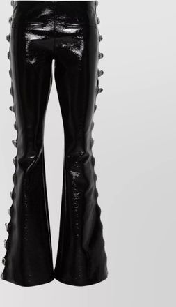 Courr&egrave;ges crinkled patent low-rise flared trousers