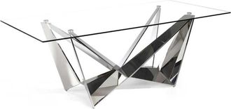 Pondecor Interiorismo Mesa rectangular Paris patas metal acero inoxidable y sobre en cristal
