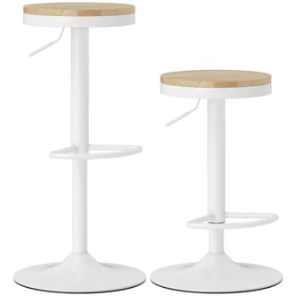 HOMCOM Taburetes de bar 38.5x38.5x80 cm natural y blanco