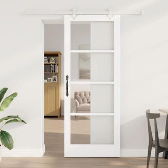 vidaXL Puerta Corrediza Manual Blanco 83 X 211 Cm Madera Y Metal Vidaxl