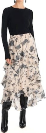 Allison New York Ella Midi Skirt In Ivory /black