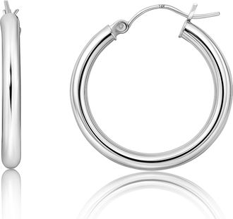 MAX + STONE 14k Gold Yellow or White Gold in 20MM, 25MM and 30MM Tube Hoop Earrings