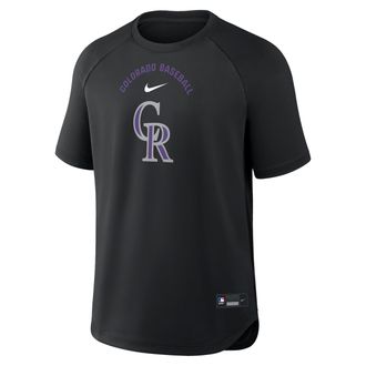 Nike Colorado Rockies Authentic Collection Batting Practice Pregame Nike Mens Dri-FIT MLB Top in Black | 04HG912ZDNV-7DX