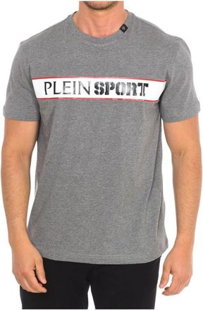 Plein Sport Korte Mouw T-shirt met Merkprint - Heren - Sportshirts - Grijs - M - Katoen - Fitness