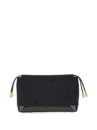 Elisabetta Franchi drawstring patent-trim clutch bag - women - Patent Leather/Polyester/Artificial Suede - One Size - Black
