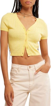 Free People Cassie Crop Cardigan in Sunshine at Nordstrom, Size Large