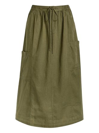 Damson Madder vika drawstring pocket midi skirt - women - Organic Cotton - 16 - Green