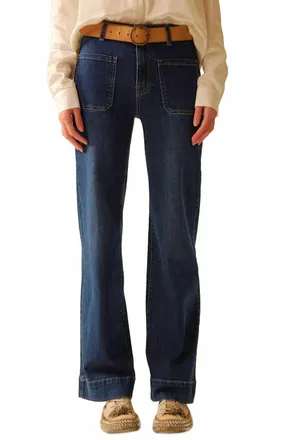 Q2 Wide Leg Jeans In Blue