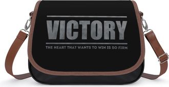 Generic Victory Heart Want to Win Leather Crossbody Bags for Women Messenger Handbag Purse Shoulder Bag