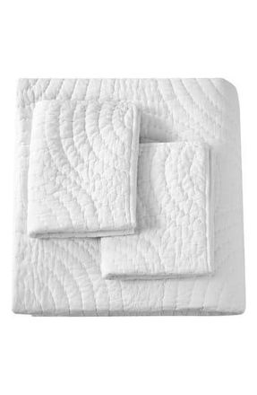 Melange Home Voile Cotton Handstitch Quilt & Sham Set in White at Nordstrom Rack, Size Queen