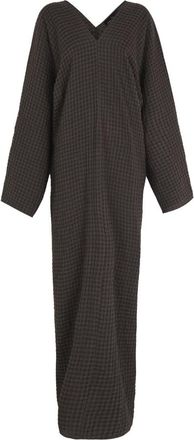 Cortana Nuna- donkere jacquard geruite jurk - Dames - Maxi kleedjes - Bruin - S - Wol - Kleedjes