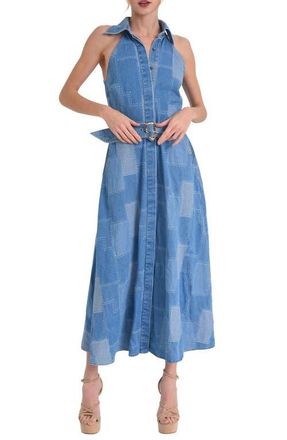Ciebon Dixie Belted Sleeveless Maxi Dress in Blue at Nordstrom, Size Large