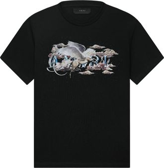 Amiri Pegasus Script-print T-shirt - men - Cotton - XXXL - Black
