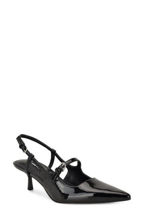 Nine West Amayo Slingback Pointed Toe Kitten Heel Pump in Black at Nordstrom, Size 6.5