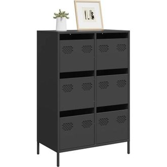 vidaXL Aparador Acero Negro 68x39x101,5 Cm Vidaxl