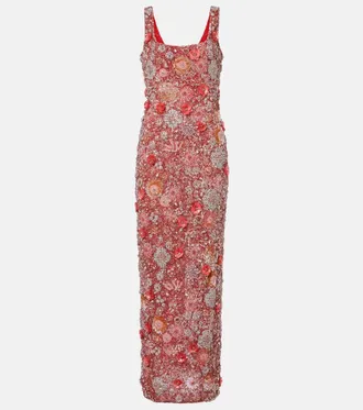 Rachel Gilbert Francesca embellished floral gown