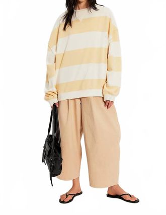 Free People Classic Stripe Crew Wide Top In Apricot Combo