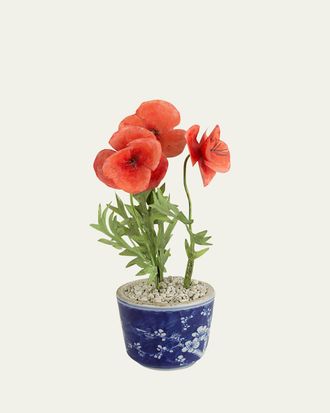 Tommy Mitchell Poppy August Birth Flower in Ceramic Pot