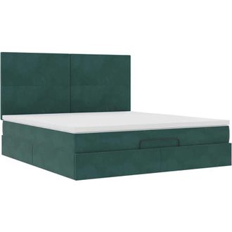 vidaXL Vidaxl - Estructura De Cama Otomana Colchones Terciopelo Verde Oscuro
