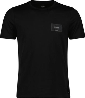 Fendi T-Shirts, male, Black, Size: S Roma Collection Black Cotton T-shirt