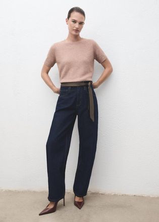 Mango Pullover lurex maniche corte nude - Donna - XS - MANGO