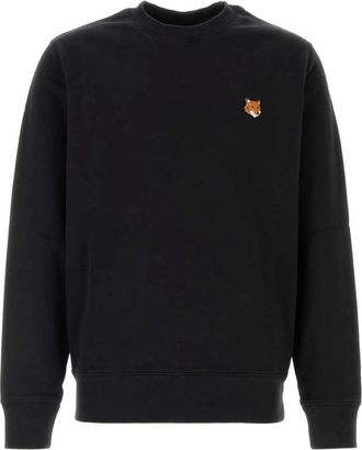 Maison Kitsun&eacute; Hoodies & sweatvesten, Heren, Zwart, XL, Katoen, Fox Head Regular Sweatshirt