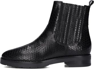 Notre-V Zwarte Chelsea Boots met Slangenprint - Dames - Chelseaboots - Zwart - 38 EU - Leer - Schoenen