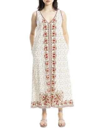 Max Studio V-Neck Linen-Blend Maxi Dress