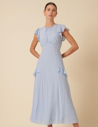 Nobody's Child Pale Blue Ruffle Seren Midi Dress