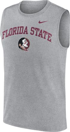 Nike Florida State Primetime Arch Legend Nike Mens Dri-FIT College Muscle Tank Top in Grey | 01B306GFTN-G1M